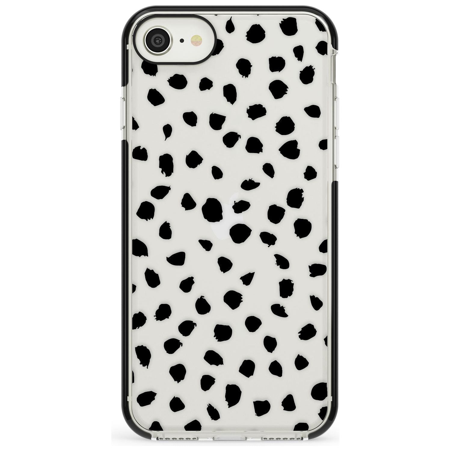 Black on Transparent Dalmatian Polka Dot Spots Black Impact Phone Case for iPhone SE 8 7 Plus