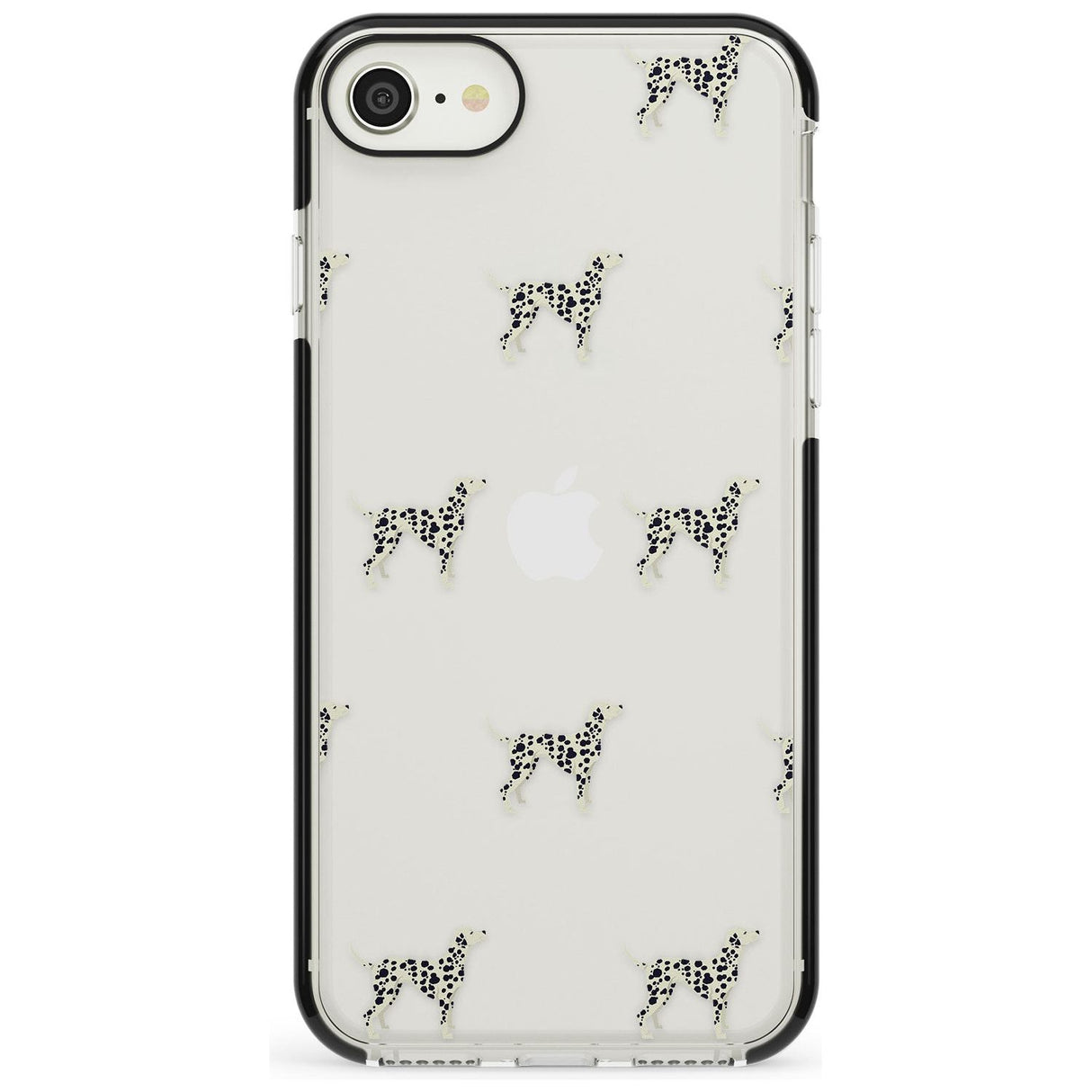 Dalmation Dog Pattern Clear Black Impact Phone Case for iPhone SE 8 7 Plus