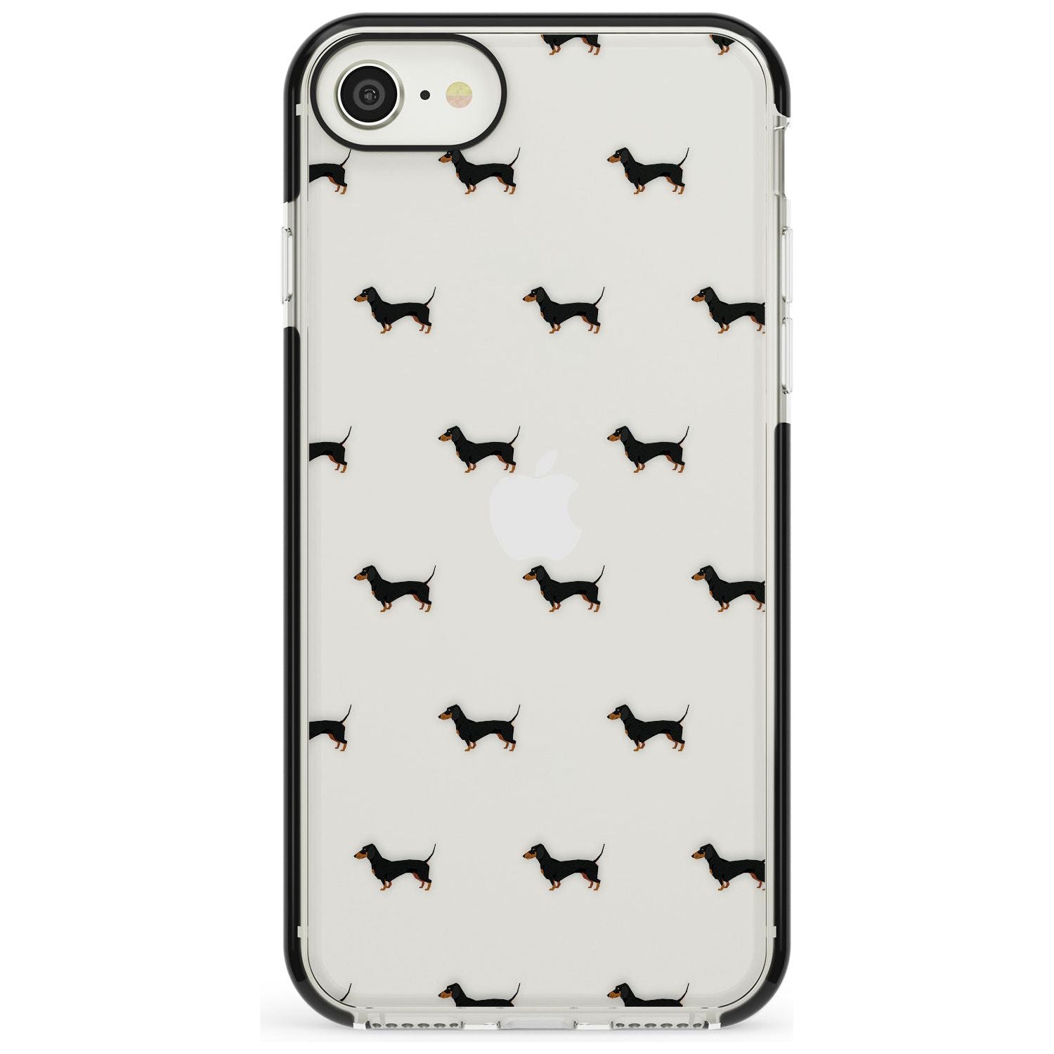 Dachshund Dog Pattern Clear Black Impact Phone Case for iPhone SE 8 7 Plus