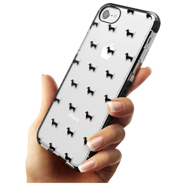 Dachshund Dog Pattern Clear Black Impact Phone Case for iPhone SE 8 7 Plus