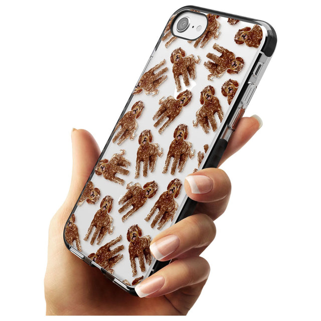 Labradoodle (Brown) Watercolour Dog Pattern Black Impact Phone Case for iPhone SE 8 7 Plus