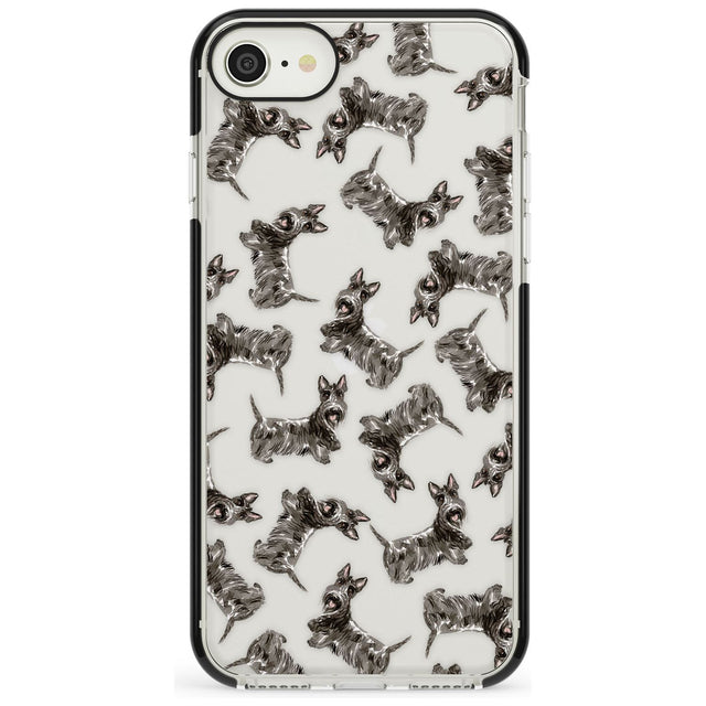 Scottish Terrier Watercolour Dog Pattern Black Impact Phone Case for iPhone SE 8 7 Plus