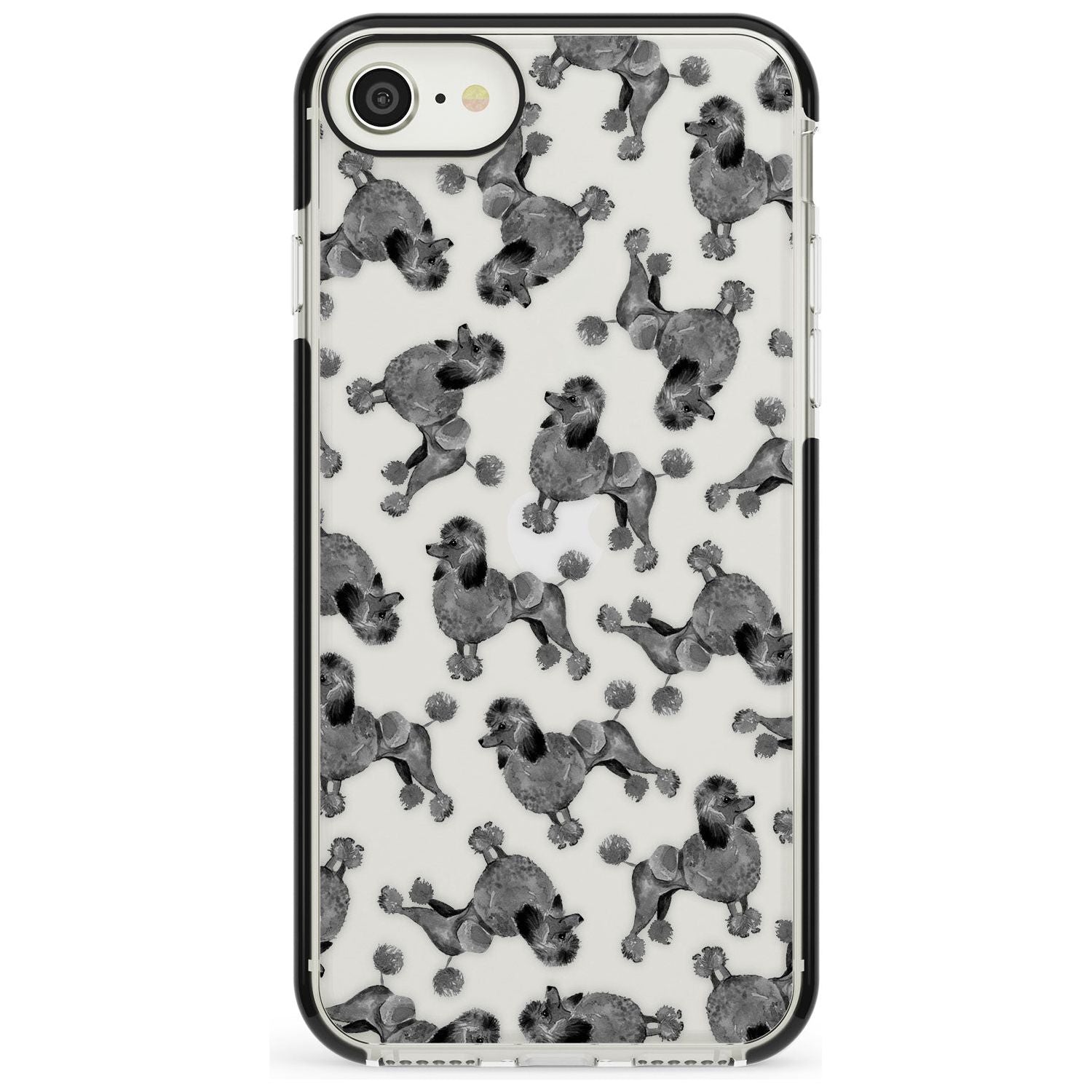 Poodle (Black) Watercolour Dog Pattern Black Impact Phone Case for iPhone SE 8 7 Plus