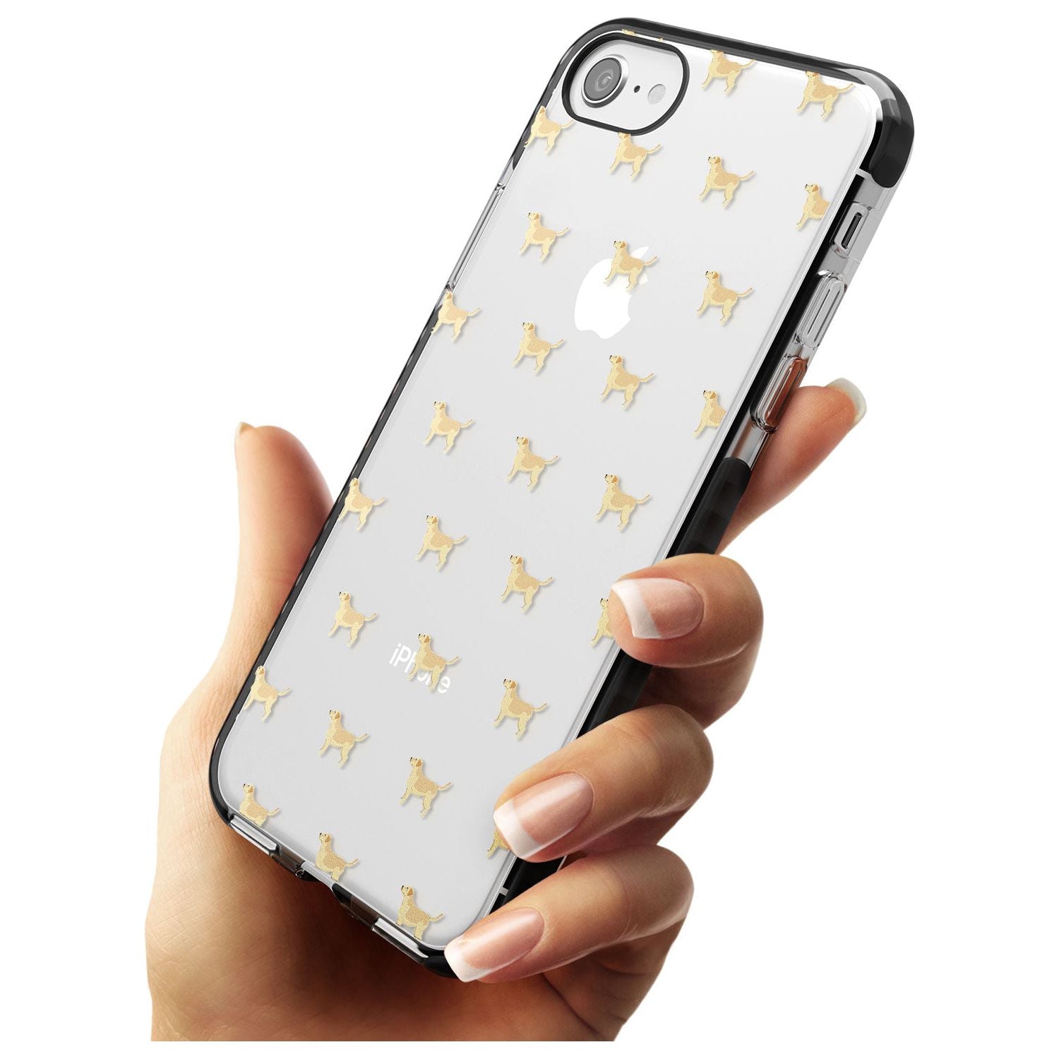 Tan Labrador Dog Pattern Clear Black Impact Phone Case for iPhone SE 8 7 Plus