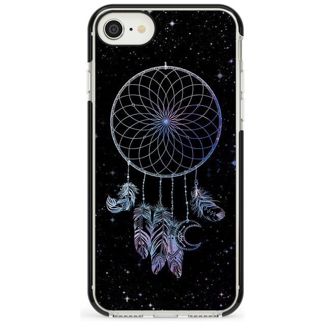 Dreamcatcher Space Stars Galaxy Print Black Impact Phone Case for iPhone SE 8 7 Plus