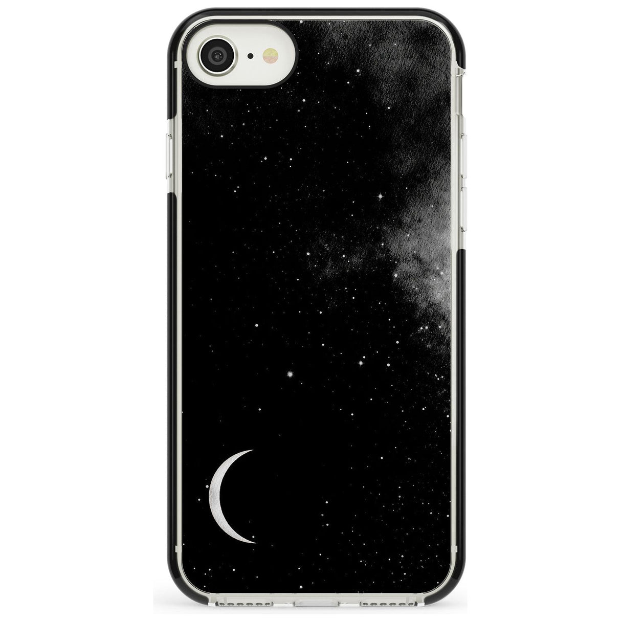 Night Sky Galaxies: Crescent Moon Phone Case iPhone 7/8 / Black Impact Case,iPhone SE / Black Impact Case Blanc Space