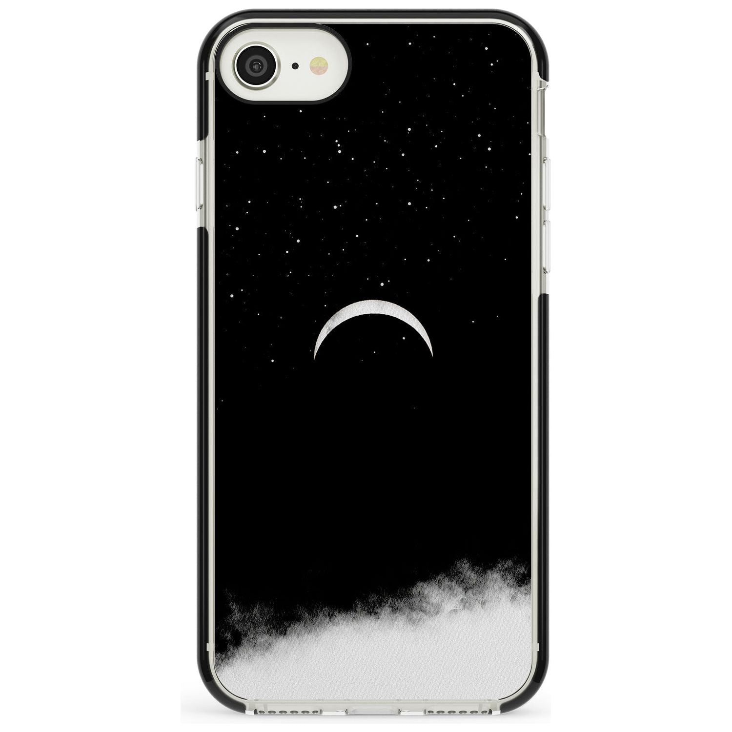 Upside Down Crescent Moon Black Impact Phone Case for iPhone SE 8 7 Plus