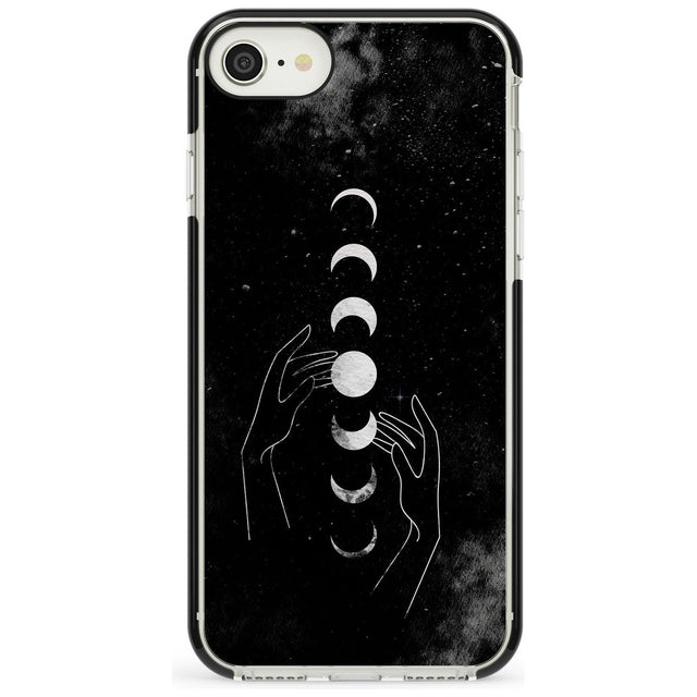 Moon Phases and Hands Black Impact Phone Case for iPhone SE 8 7 Plus
