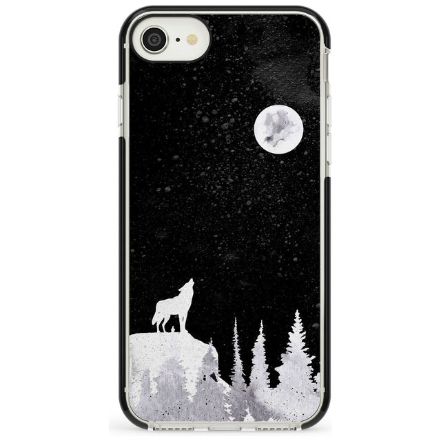 Moon Phases: Wolf & Full Moon Phone Case iPhone 7/8 / Black Impact Case,iPhone SE / Black Impact Case Blanc Space