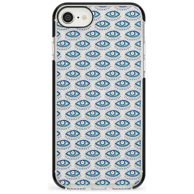 Eyes & Crosses (Clear) Psychedelic Eyes Pattern Black Impact Phone Case for iPhone SE 8 7 Plus