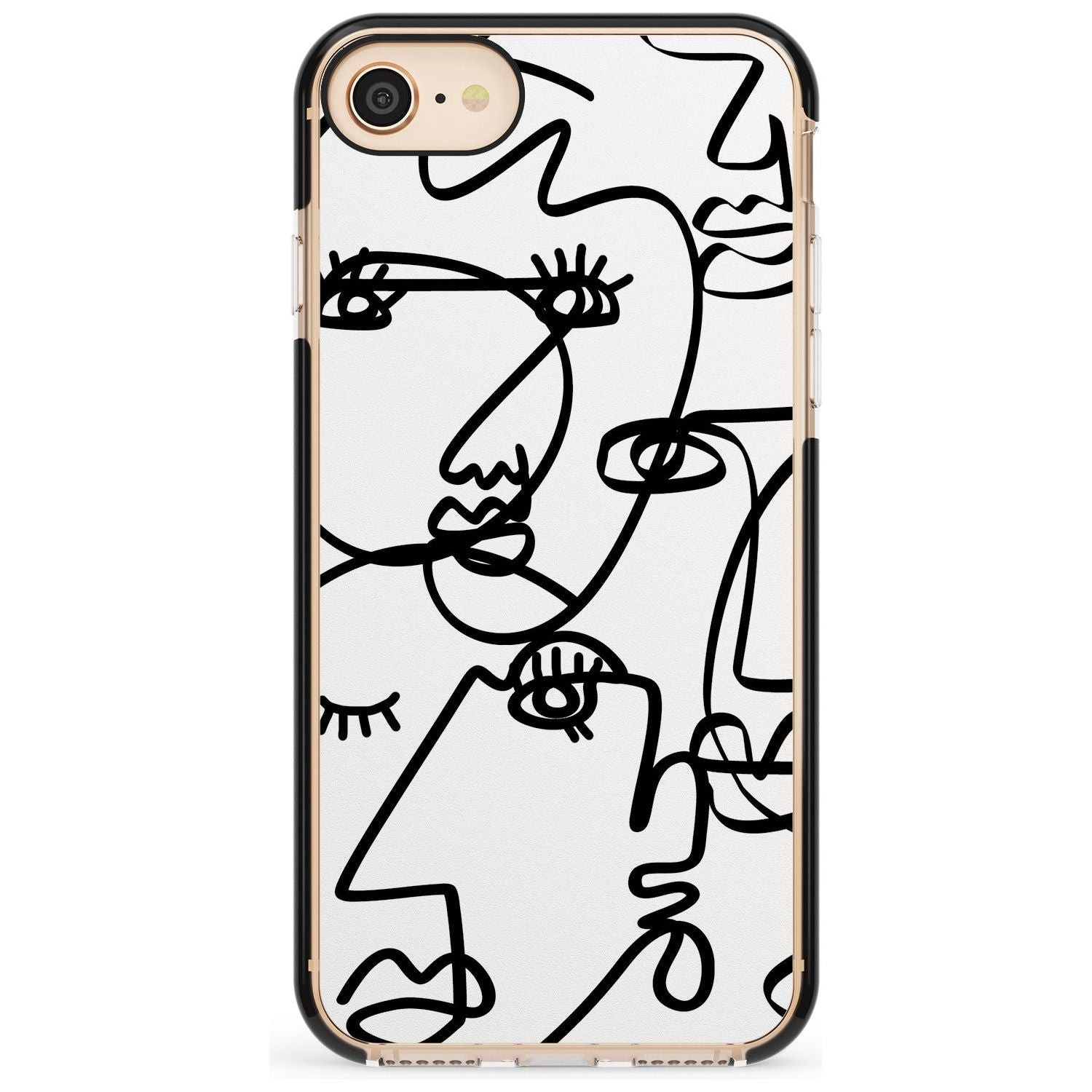 Continuous Line Faces: Black on White Pink Fade Impact Phone Case for iPhone SE 8 7 Plus