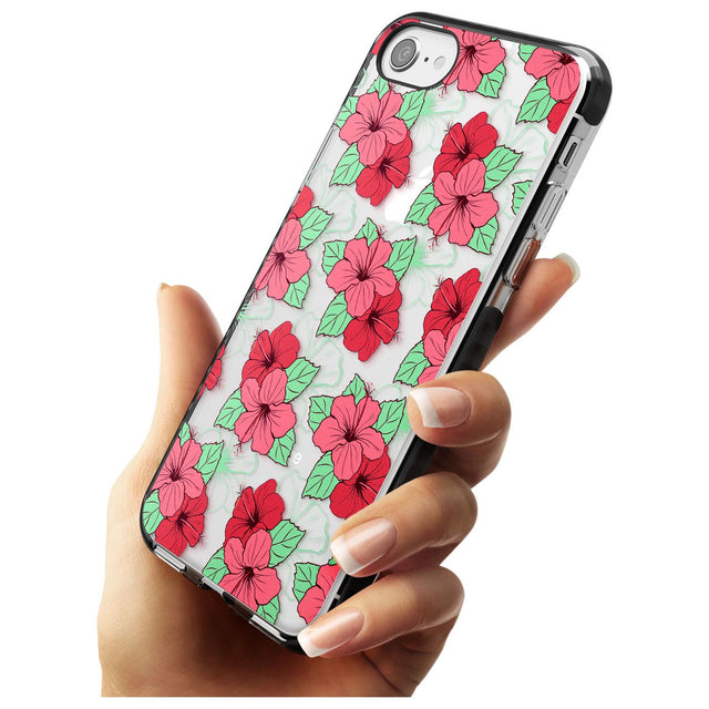 Pink Peony Black Impact Phone Case for iPhone SE 8 7 Plus