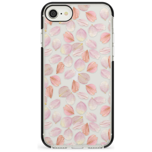 Pink Petals Transparent Design Black Impact Phone Case for iPhone SE 8 7 Plus