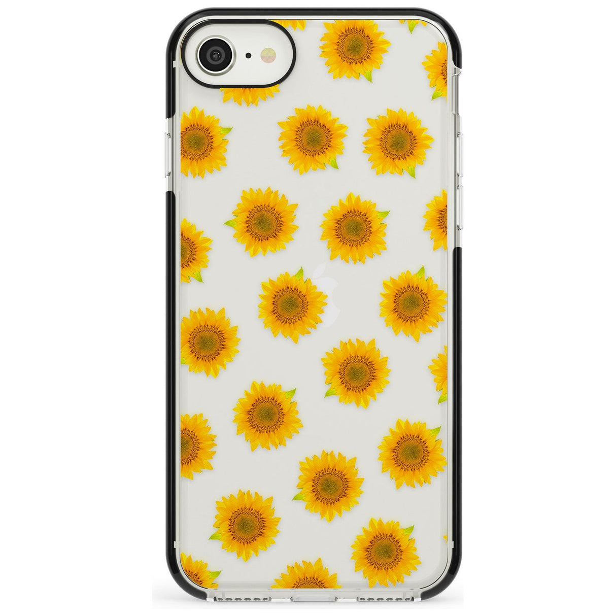 Sunflowers Transparent Pattern Black Impact Phone Case for iPhone SE 8 7 Plus