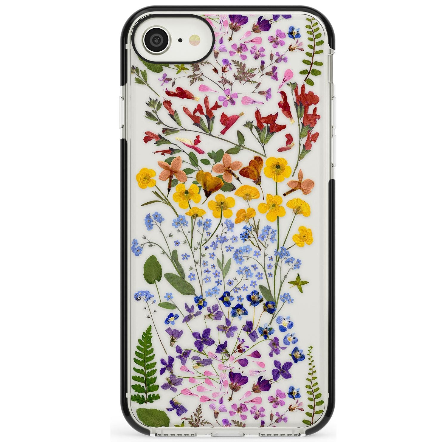 Wild Flower Stripe Design Black Impact Phone Case for iPhone SE 8 7 Plus