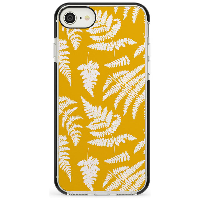 Fern Pattern on Yellow Black Impact Phone Case for iPhone SE 8 7 Plus