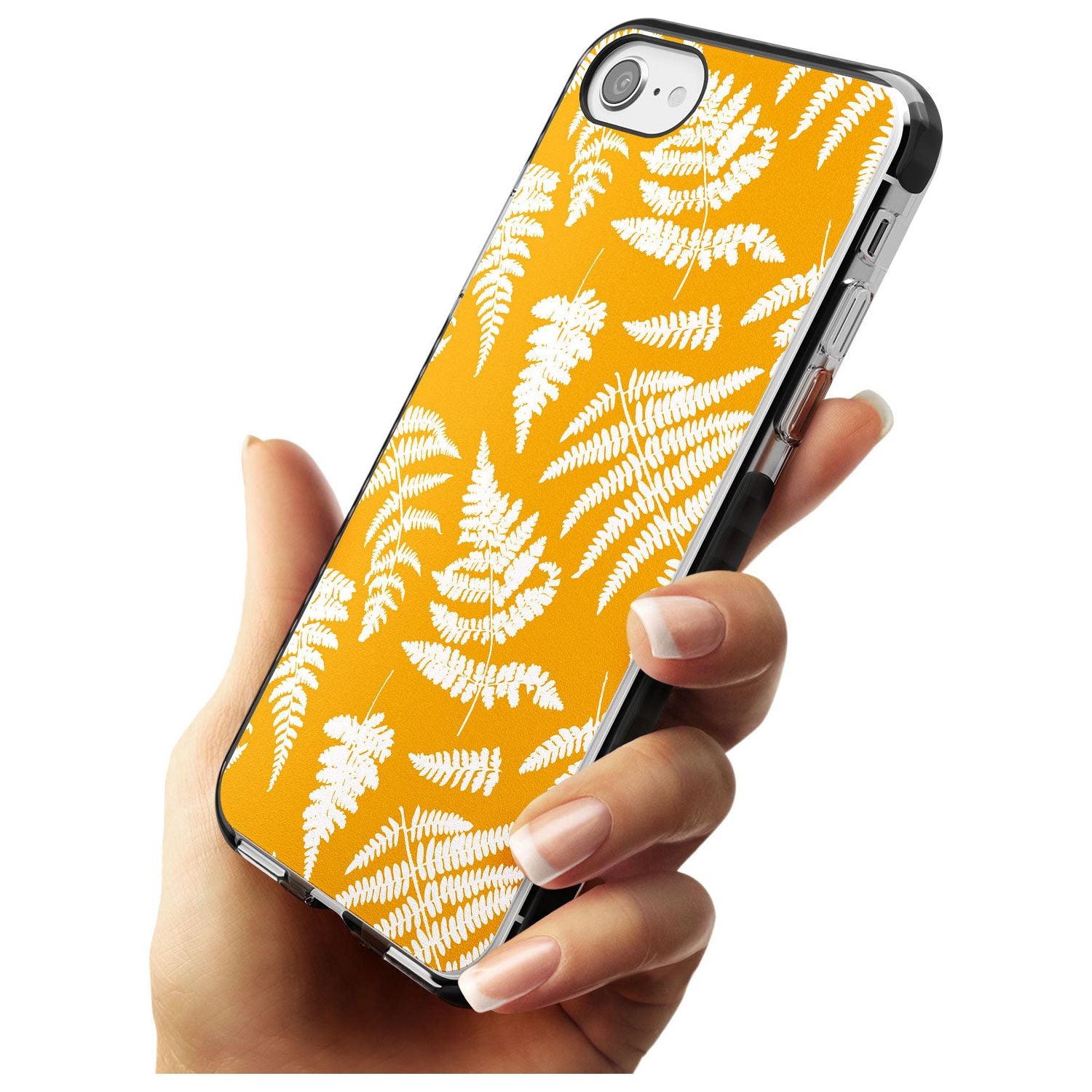 Fern Pattern on Yellow Black Impact Phone Case for iPhone SE 8 7 Plus