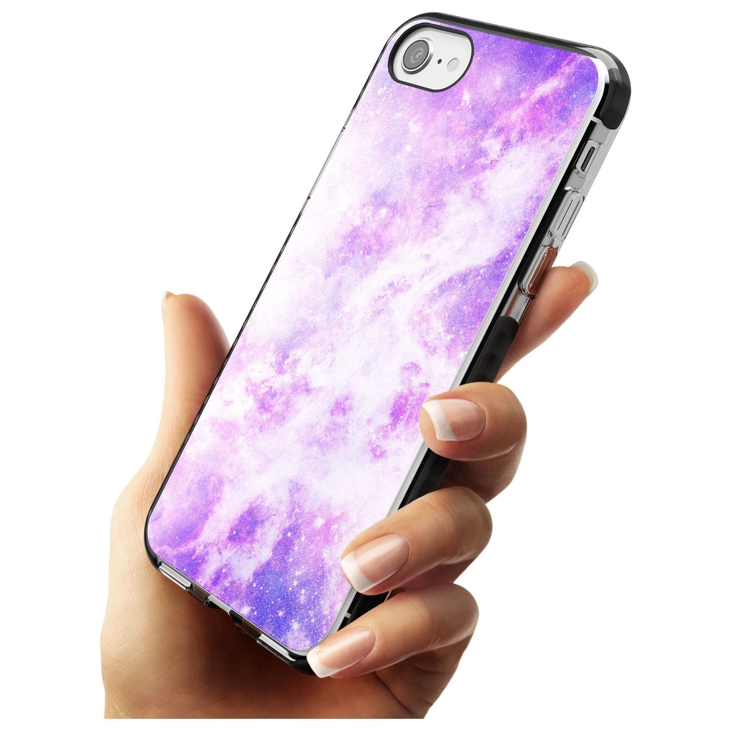 Purple Galaxy Pattern Design Black Impact Phone Case for iPhone SE 8 7 Plus