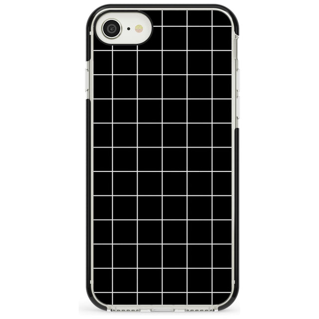 Simplistic Large Grid Pattern Black Black Impact Phone Case for iPhone SE 8 7 Plus