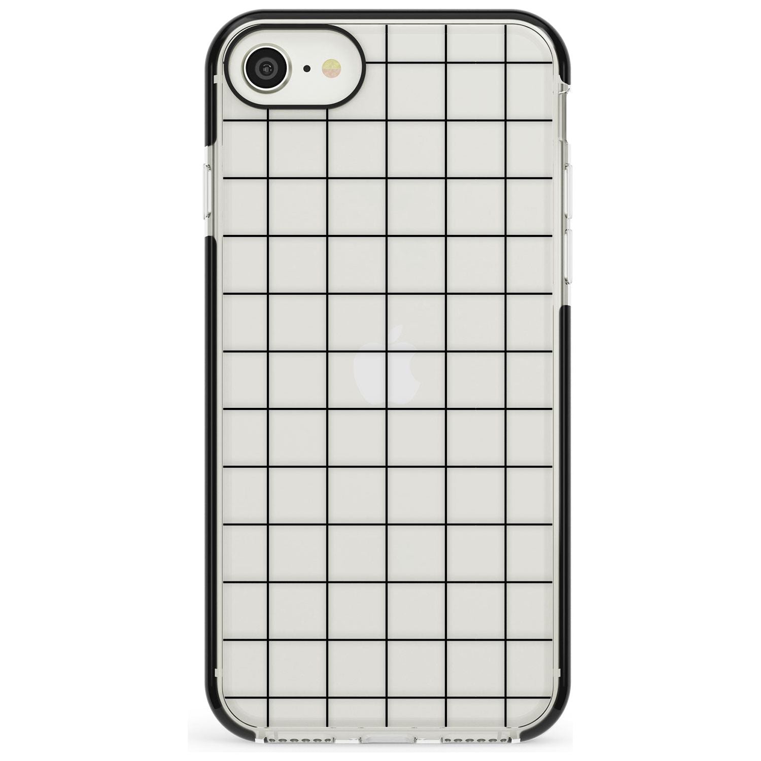 Simplistic Large Grid Pattern Black (Transparent) Black Impact Phone Case for iPhone SE 8 7 Plus