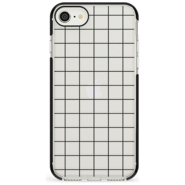 Simplistic Large Grid Pattern Black (Transparent) Black Impact Phone Case for iPhone SE 8 7 Plus