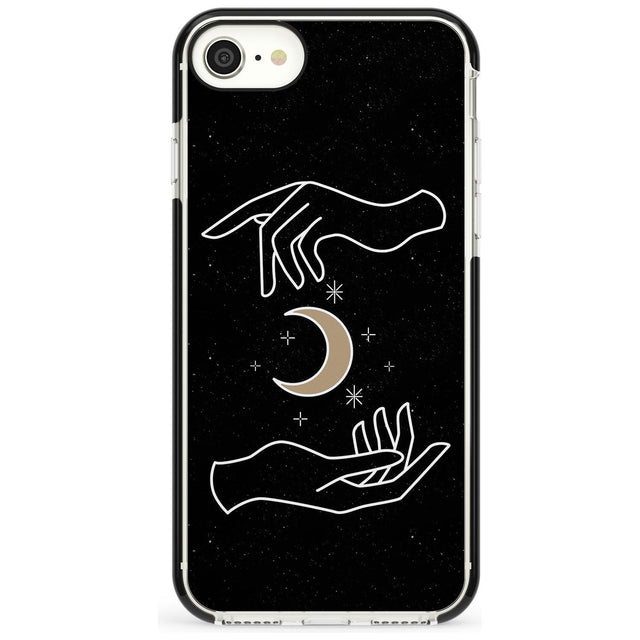 Hands Surrounding Moon Pink Fade Impact Phone Case for iPhone SE 8 7 Plus