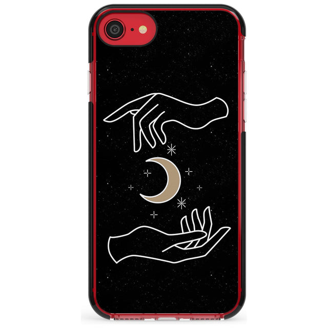 Hands Surrounding Moon Pink Fade Impact Phone Case for iPhone SE 8 7 Plus