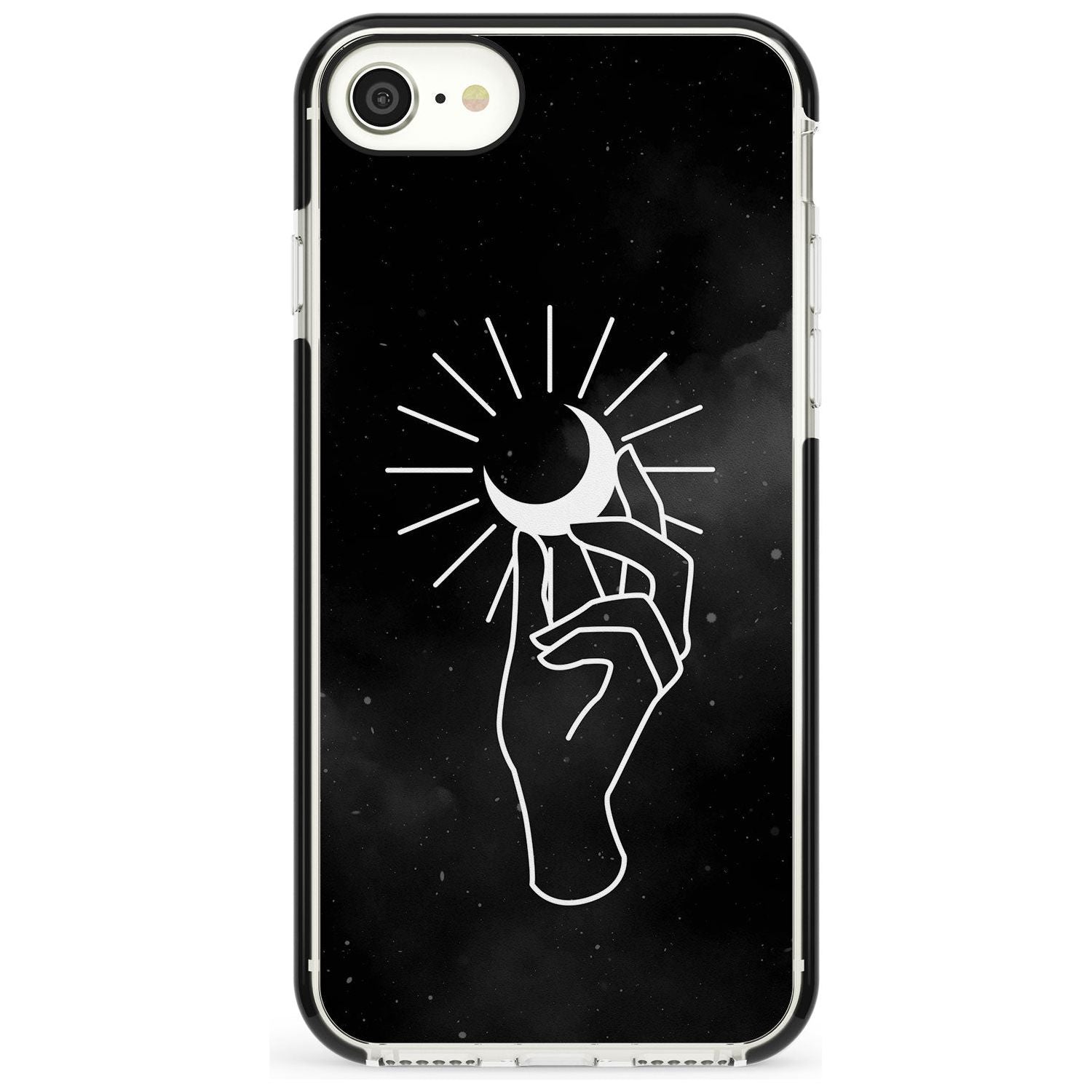 Hand Holding Moon Pink Fade Impact Phone Case for iPhone SE 8 7 Plus