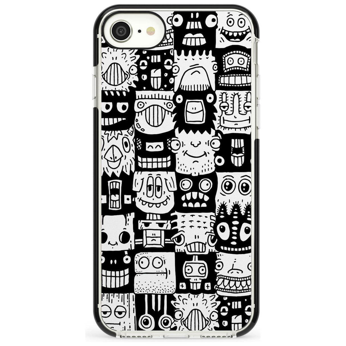 Checkerboard Heads Black Impact Phone Case for iPhone SE 8 7 Plus