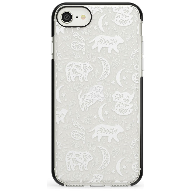 Forest Animal Silhouettes: White/Clear Phone Case iPhone 7/8 / Black Impact Case,iPhone SE / Black Impact Case Blanc Space