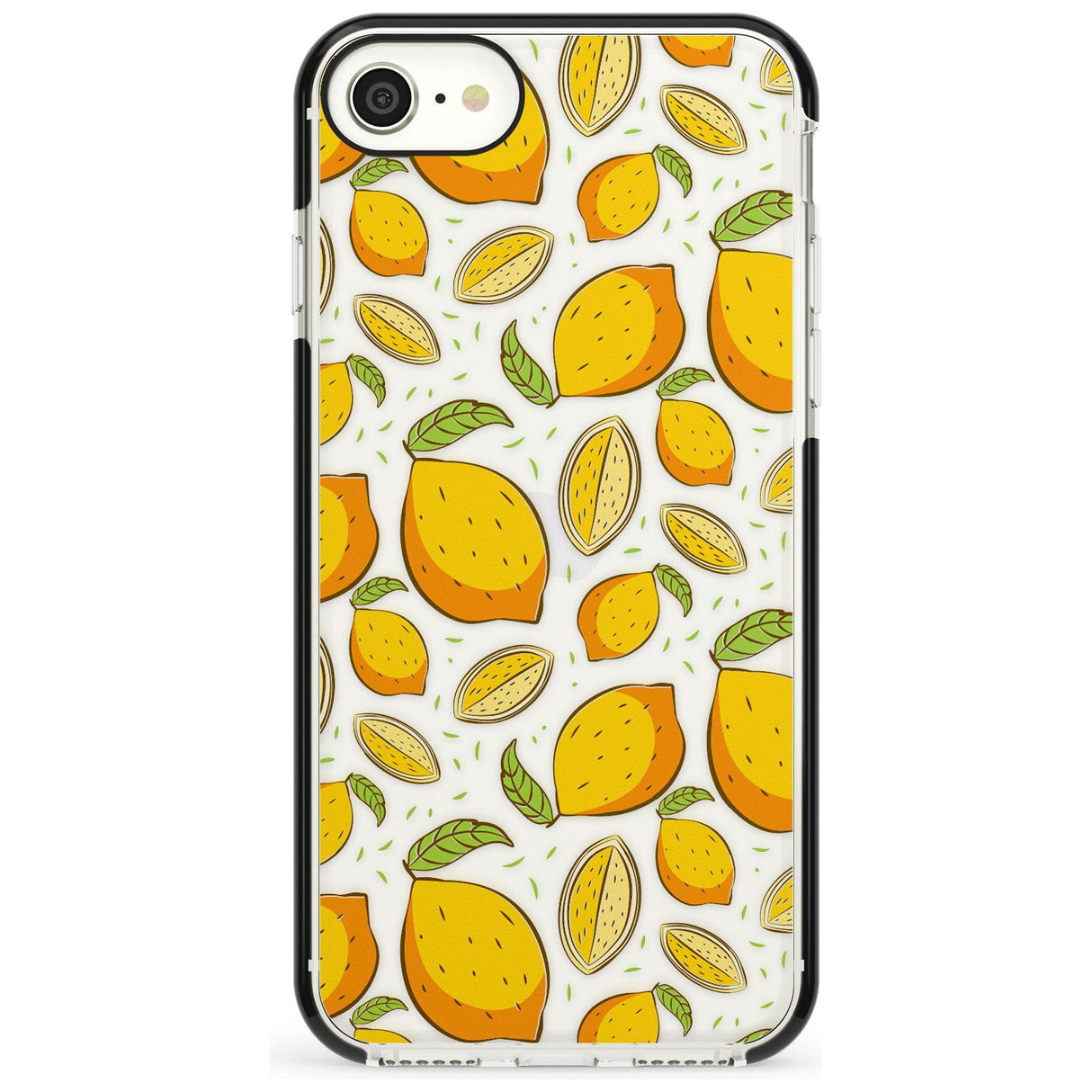 Lemon Pattern Black Impact Phone Case for iPhone SE 8 7 Plus