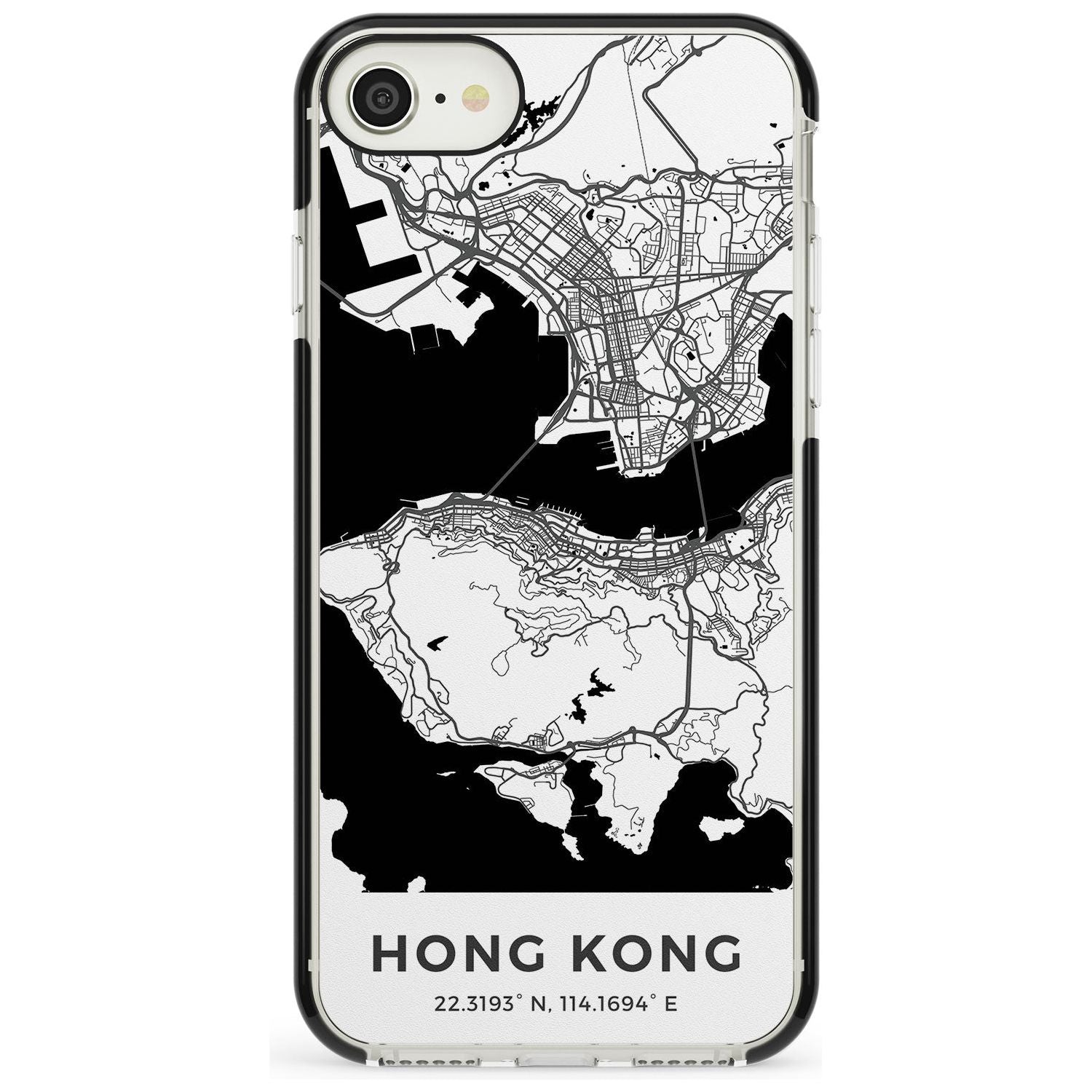 Map of Hong Kong Black Impact Phone Case for iPhone SE 8 7 Plus