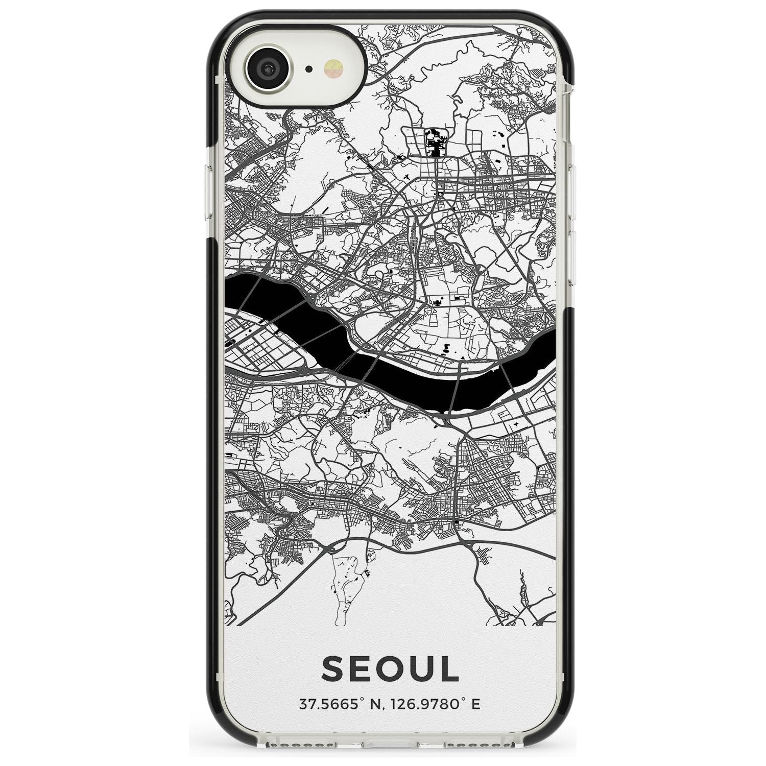 Map of Seoul, South Korea Black Impact Phone Case for iPhone SE 8 7 Plus