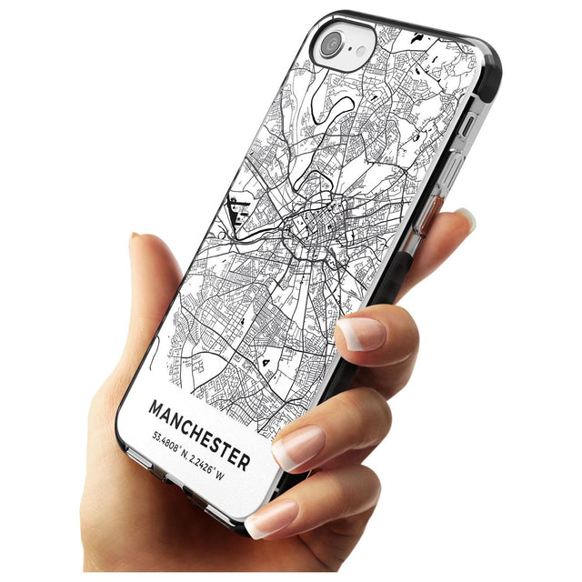 Map of Manchester, England Black Impact Phone Case for iPhone SE 8 7 Plus