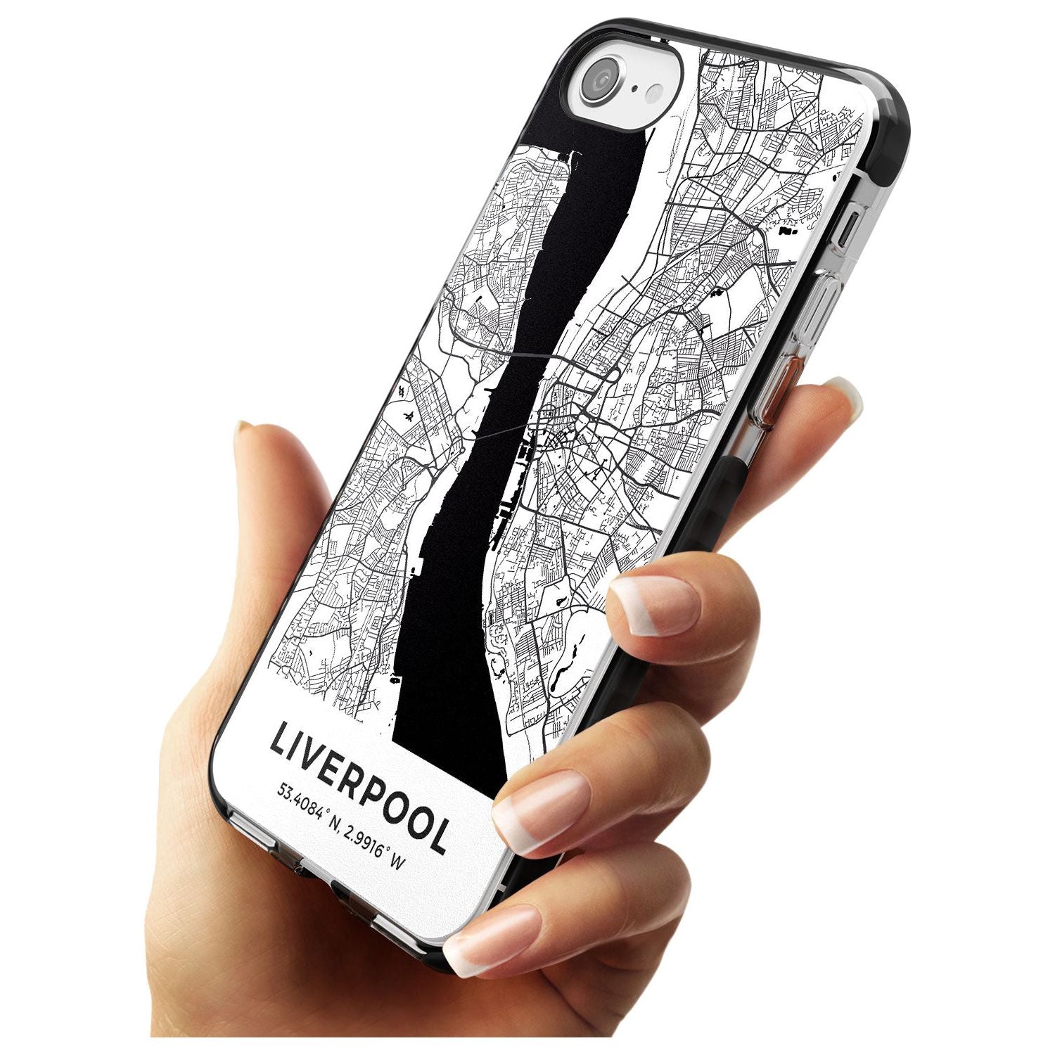 Map of Liverpool, England Black Impact Phone Case for iPhone SE 8 7 Plus