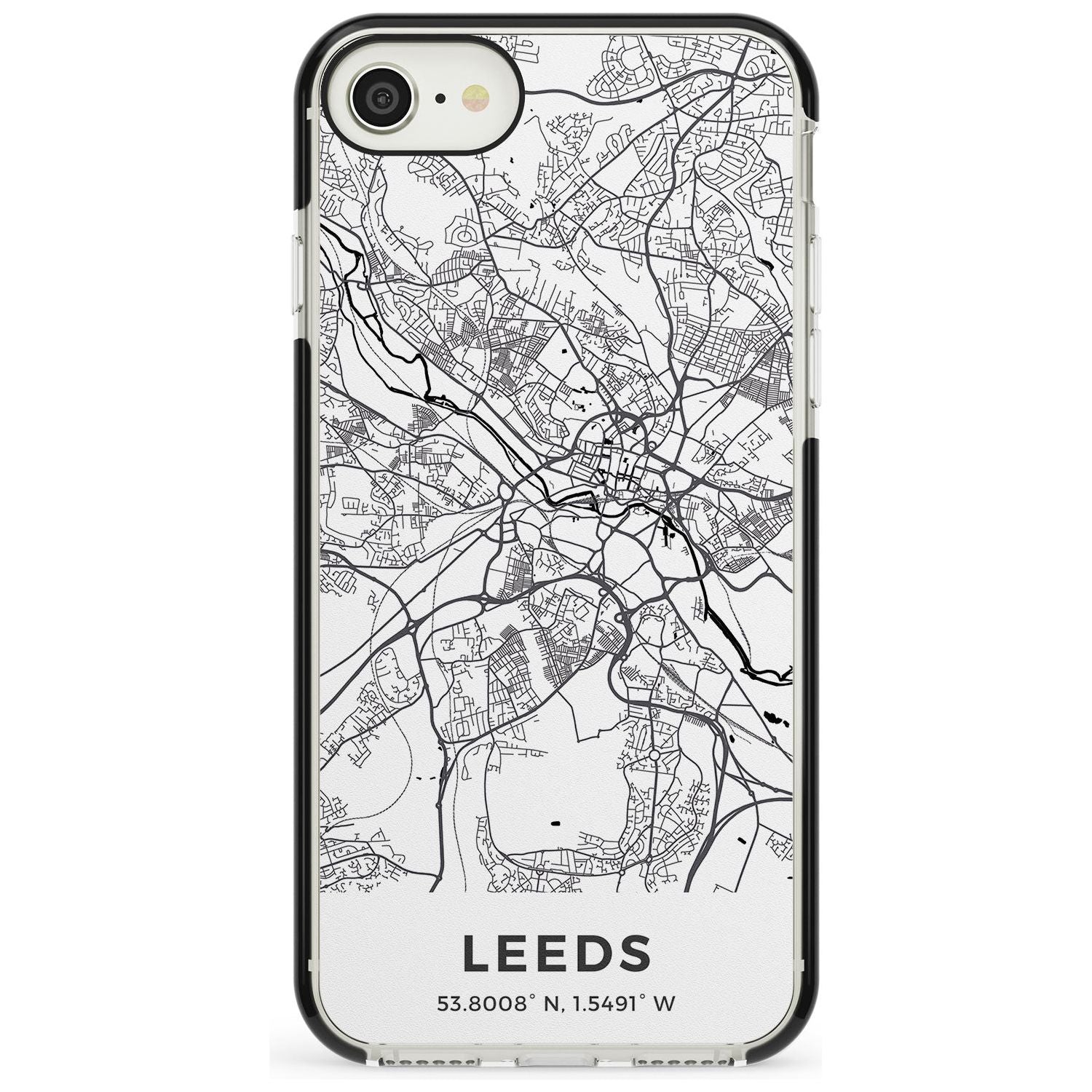 Map of Leeds, England Black Impact Phone Case for iPhone SE 8 7 Plus