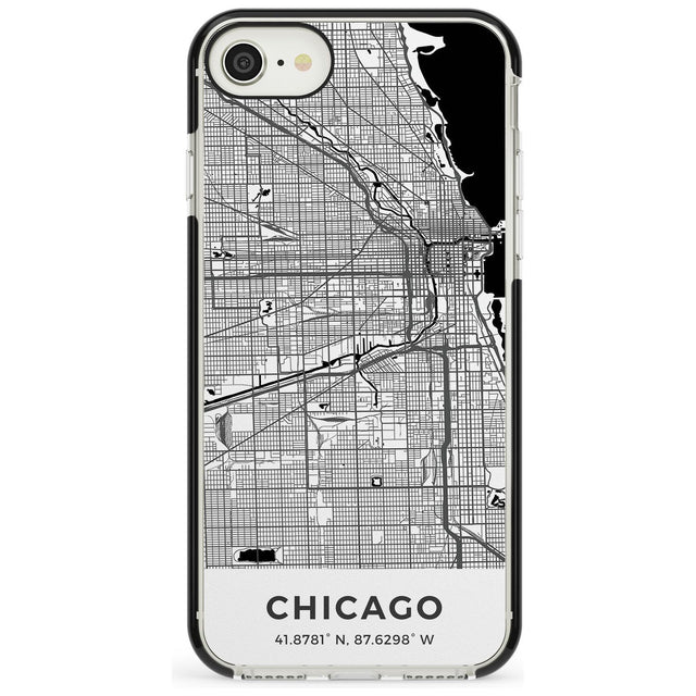 Map of Chicago, Illinois Black Impact Phone Case for iPhone SE 8 7 Plus