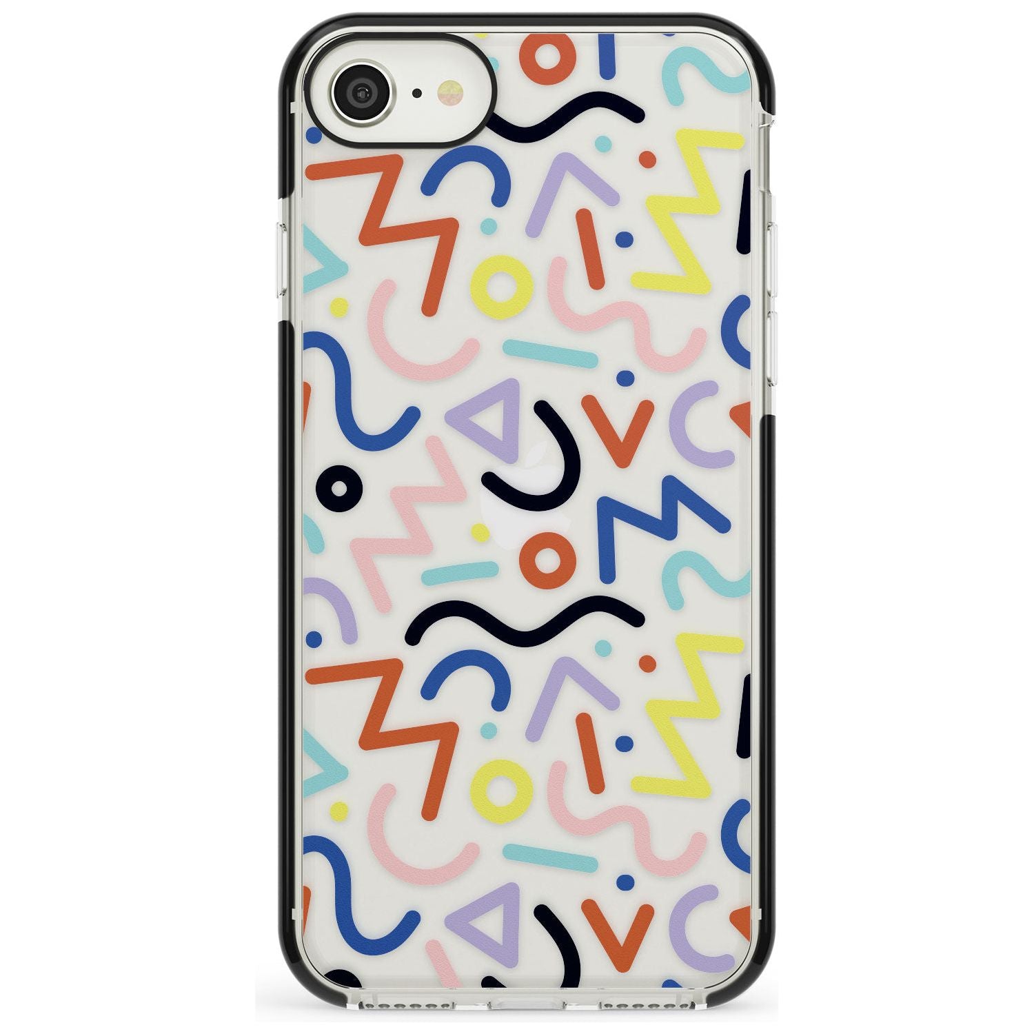 Colourful Squiggles Memphis Retro Pattern Design Black Impact Phone Case for iPhone SE 8 7 Plus