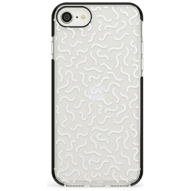 White Wavy Squiggles Memphis Retro Pattern Design Black Impact Phone Case for iPhone SE 8 7 Plus