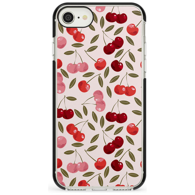 Fruity & Fun Patterns Cherries Phone Case iPhone 7/8 / Black Impact Case,iPhone SE / Black Impact Case Blanc Space