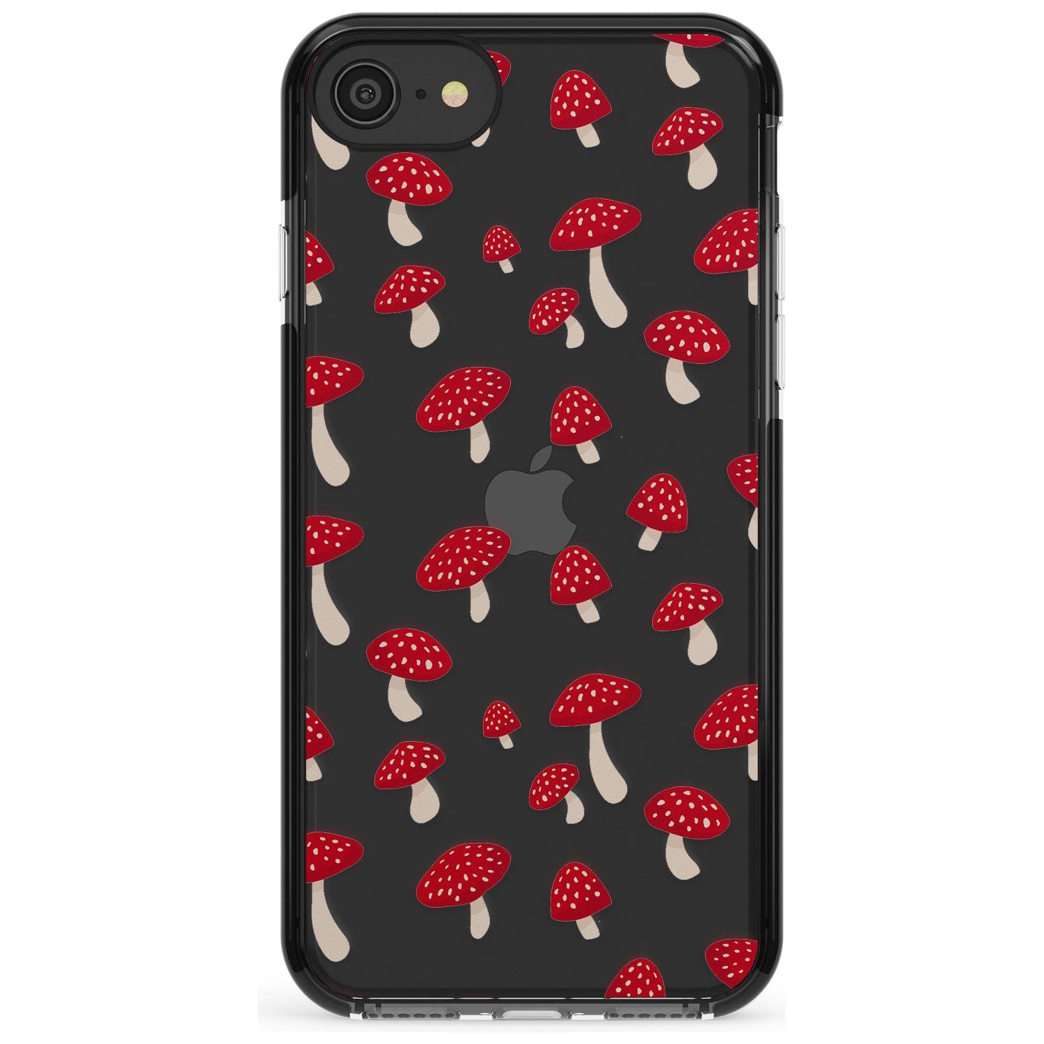 Magical Mushrooms Pattern Black Impact Phone Case for iPhone SE 8 7 Plus