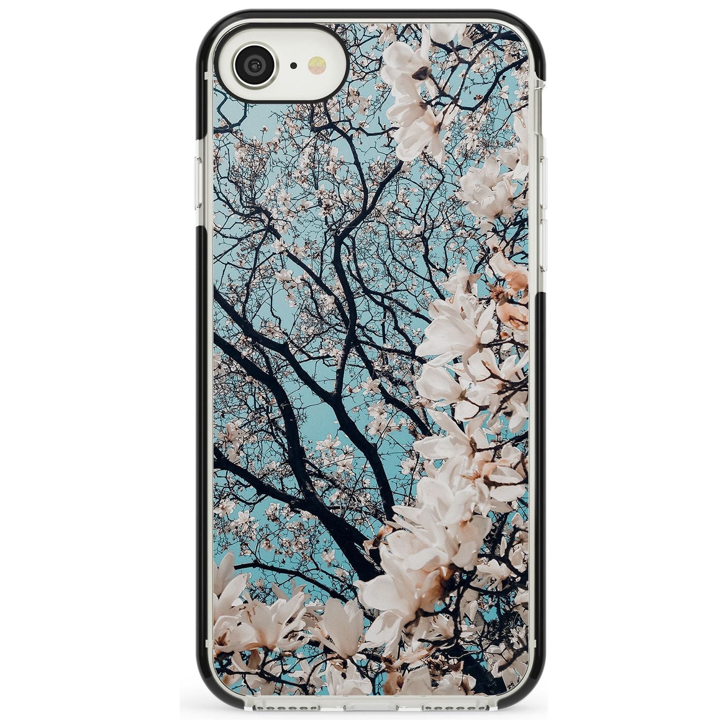 Magnolia Tree Photograph Black Impact Phone Case for iPhone SE 8 7 Plus