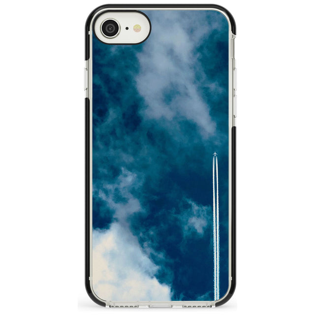 Plane in Cloudy Sky Photograph Black Impact Phone Case for iPhone SE 8 7 Plus