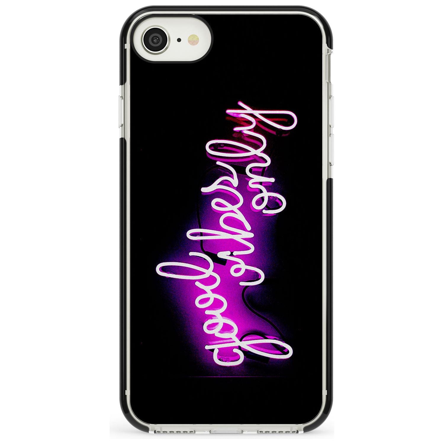 Good Vibes Only Pink Neon iPhone Case  Black Impact Phone Case - Case Warehouse