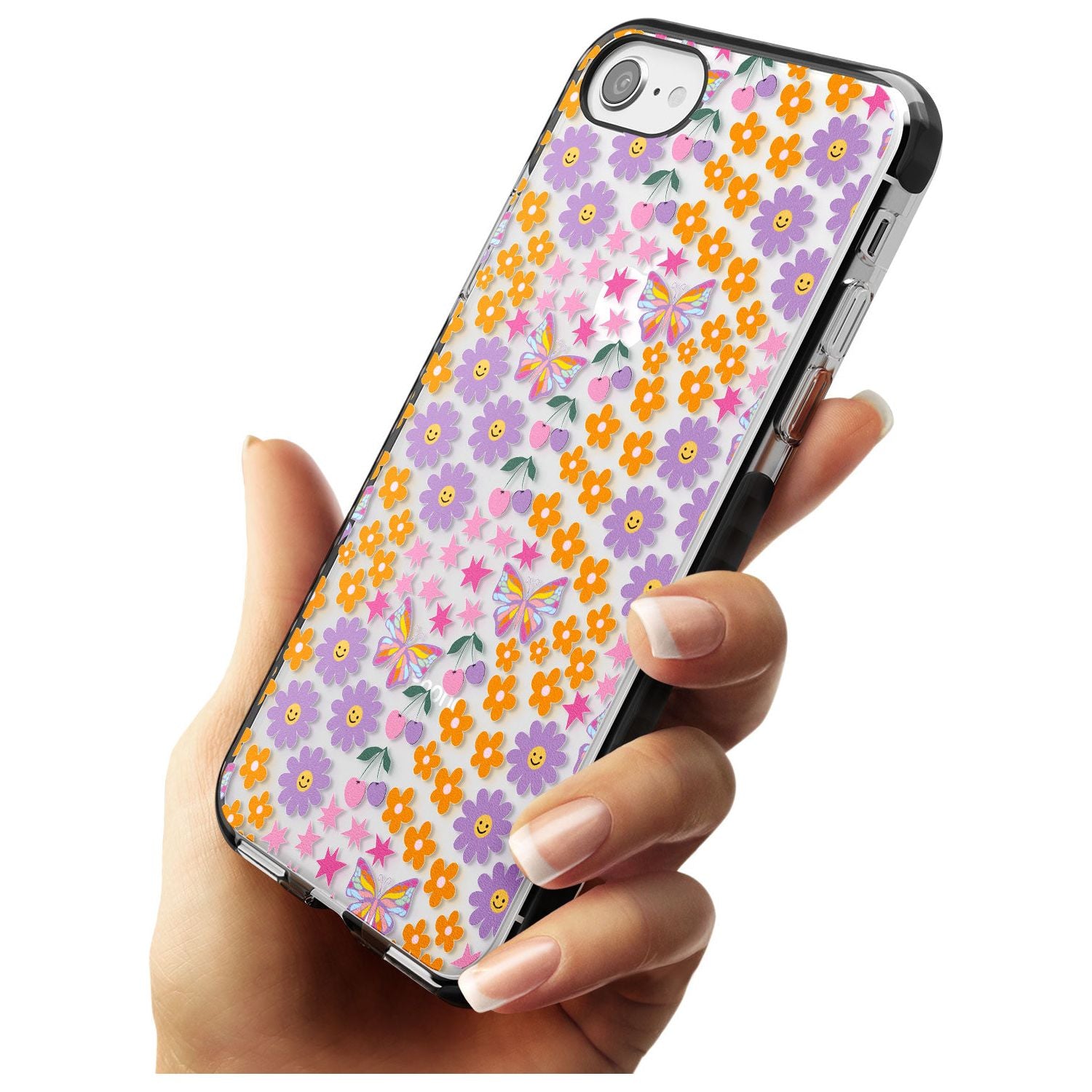 Botanical Bombardment Black Impact Phone Case for iPhone SE 8 7 Plus