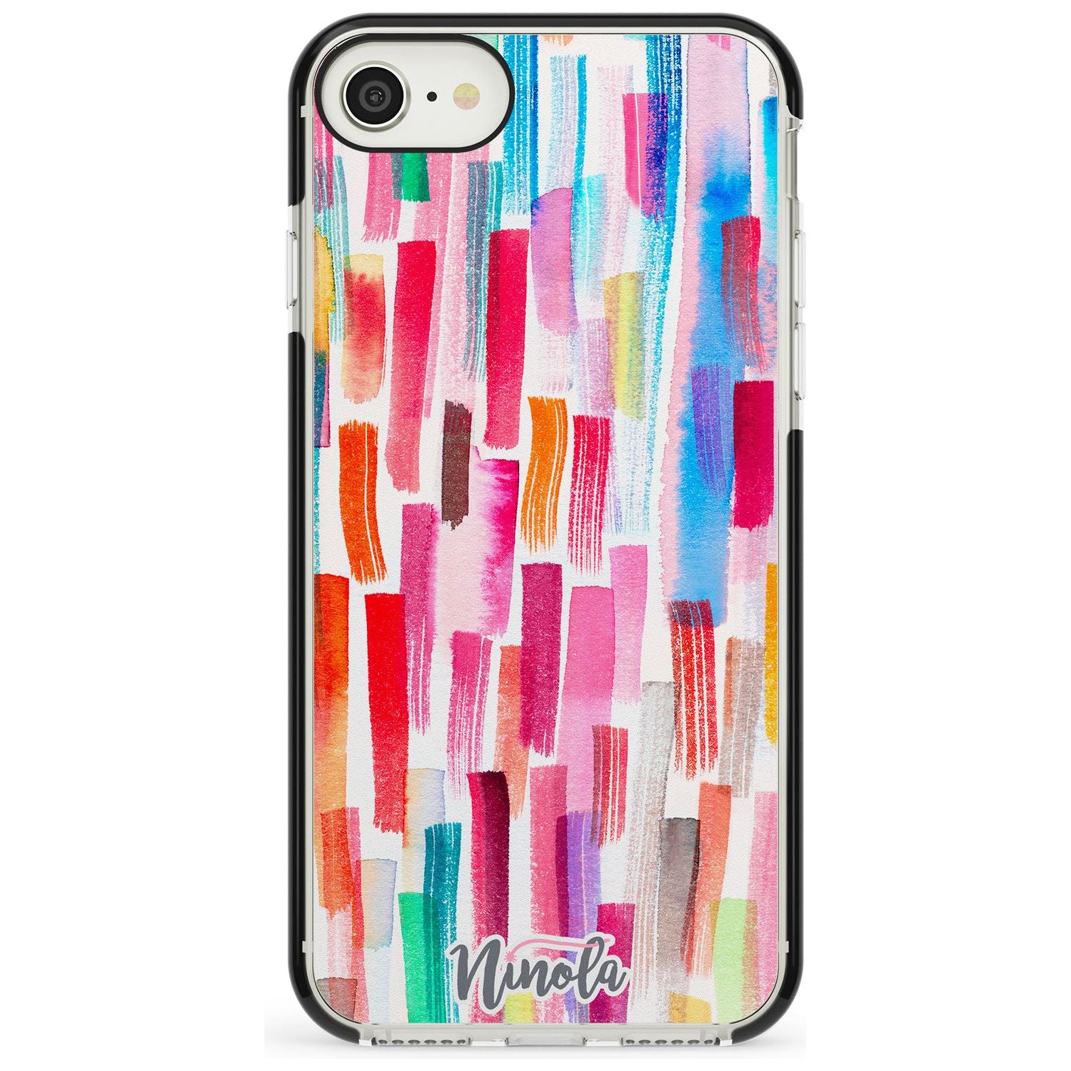 Colorful Brushstrokes Black Impact Phone Case for iPhone SE 8 7 Plus
