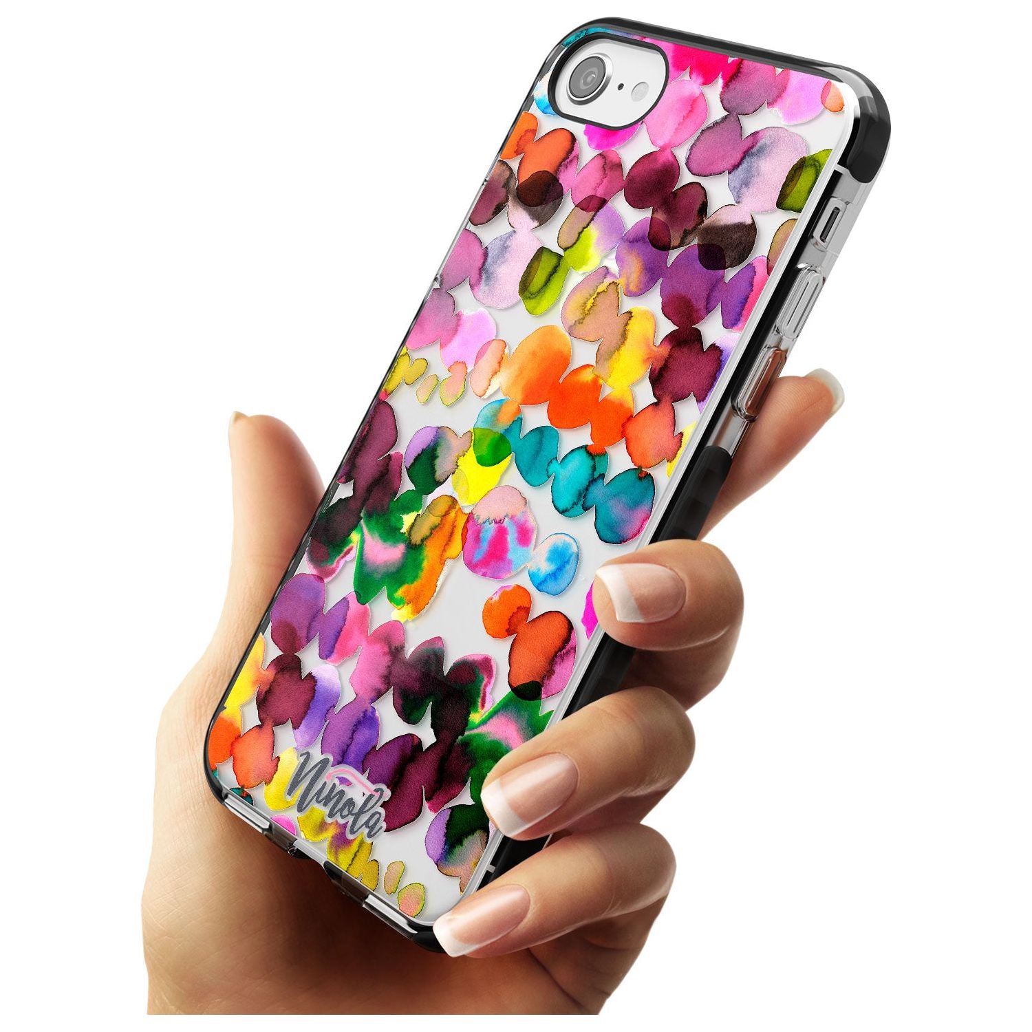 Ink Bleeding Dots Black Impact Phone Case for iPhone SE 8 7 Plus