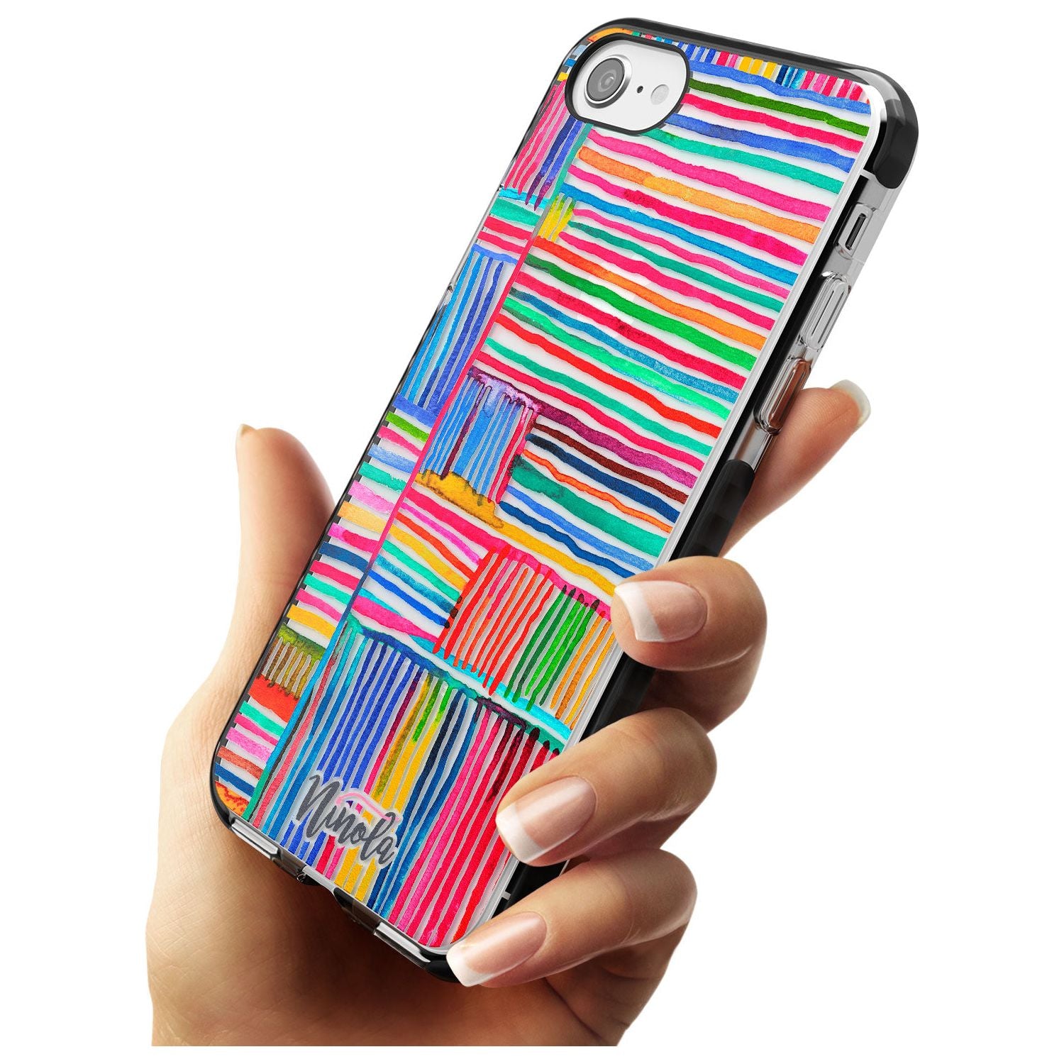 Watercolor Relaxing Lines Black Impact Phone Case for iPhone SE 8 7 Plus