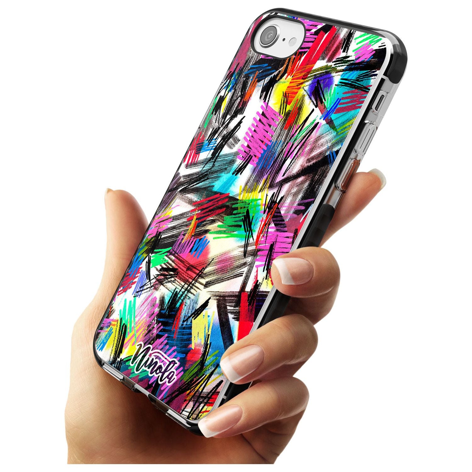 Wild Strokes Black Impact Phone Case for iPhone SE 8 7 Plus