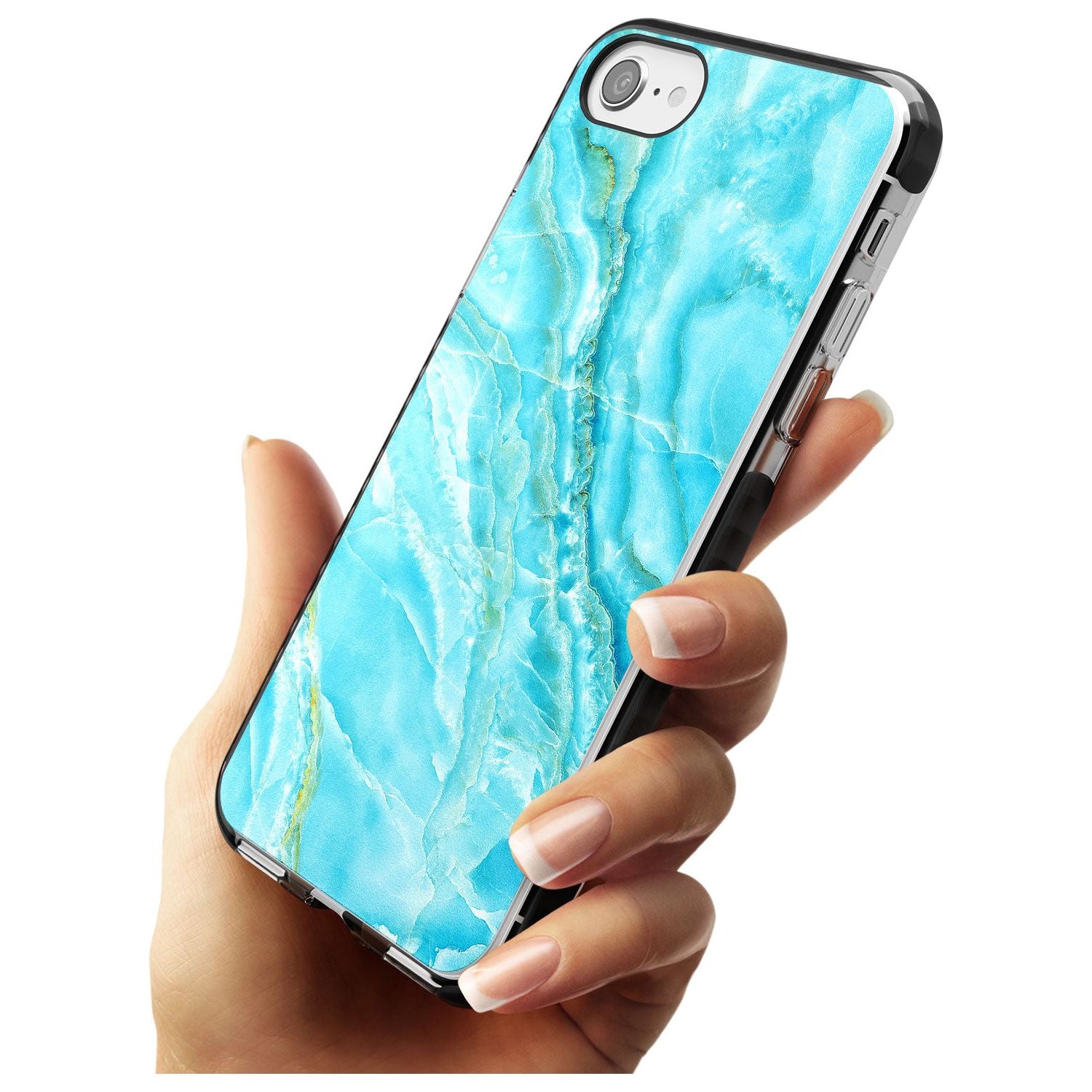 Bright Blue Onyx Marble Texture Pink Fade Impact Phone Case for iPhone SE 8 7 Plus